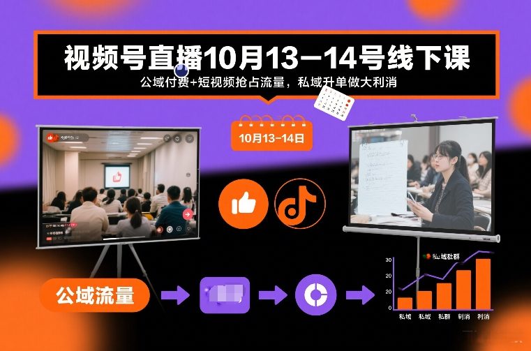 视频号直播10月13-14号线下课，公域付费+短视频抢占流量，私域升单做大利消-智云网