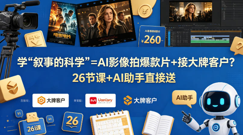 学《叙事的科学》=AI影像拍爆款片+接大牌客户？26节课+AI助手直接送【原创双语字幕】-智云网