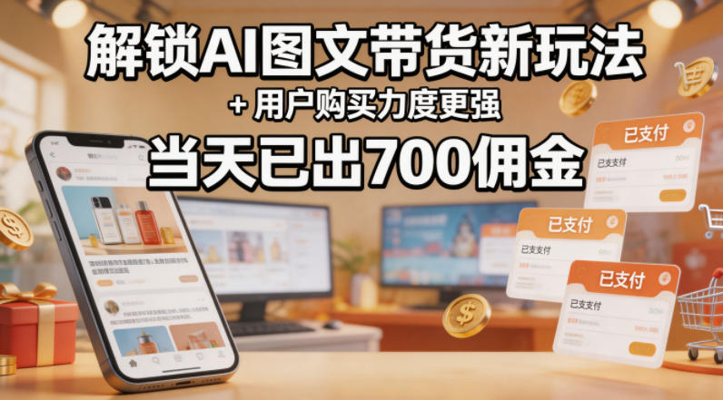 解锁ai图文带货新玩法+用户购买力度更强，当天已出700佣金，详细拆解-智云网
