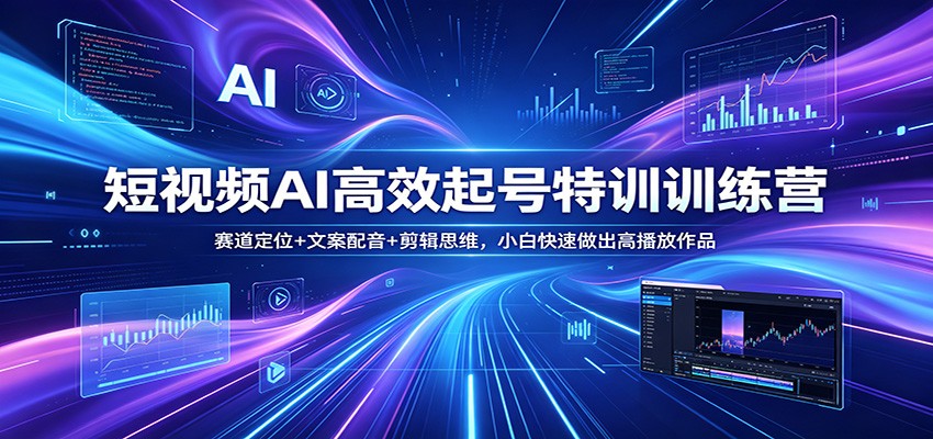 短视频AI高效起号特训训练营：赛道定位+文案配音+剪辑思维，小白快速做出高播放作品-智云网