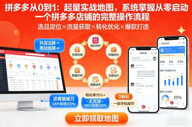 拼多多从0到1：起量实战地图，系统掌握从零启动一个拼多多店铺的完整操作流程