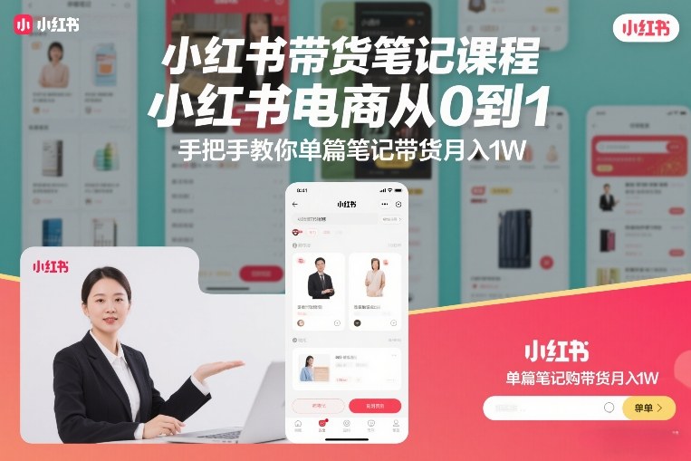 小红书带货笔记课程，小红书电商从0到1，手把手教你单篇笔记带货月入1W-智云网