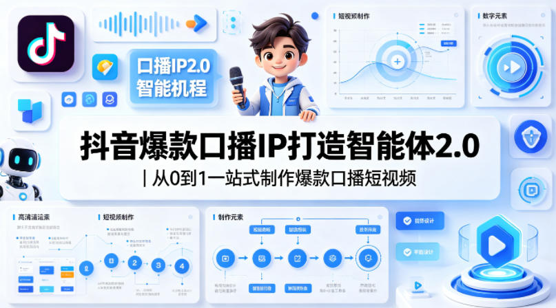 抖音爆款口播IP打造智能体2.0｜从0到1一站式制作爆款口播短视频-智云网