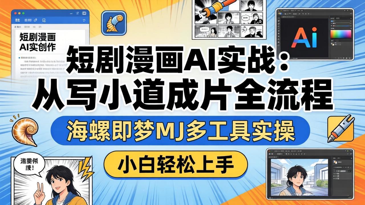 短剧漫画AI实战：从写小说到成片全流程，海螺即梦MJ多工具实操，小白轻松上手-智云网