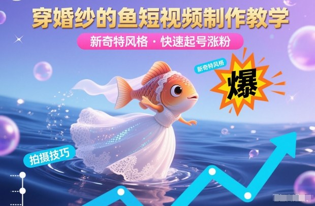 穿婚纱的鱼短视频制作教学，新奇特风格，快速起号涨粉-智云网