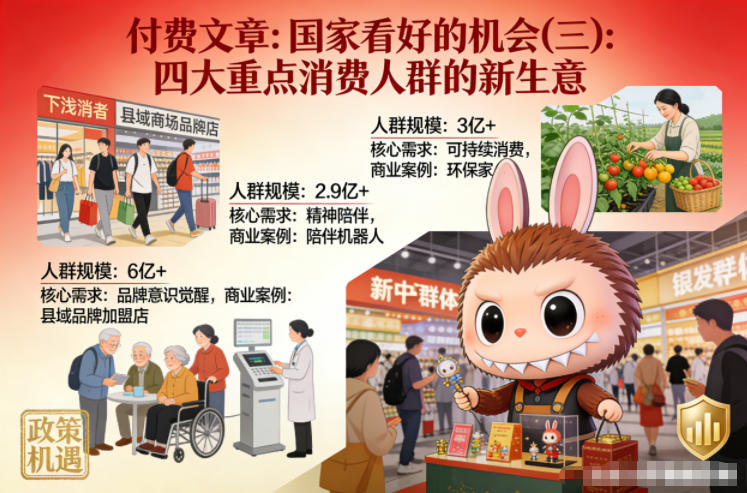 付费文章：国家看好的机会(三)：四大重点消 费人群的新生意 付费文章：国家看好的机会(二)：六大新消费及其新增量 付费文章：国家看好的机会(一):未来最有前景的13个消费赛道-智云网