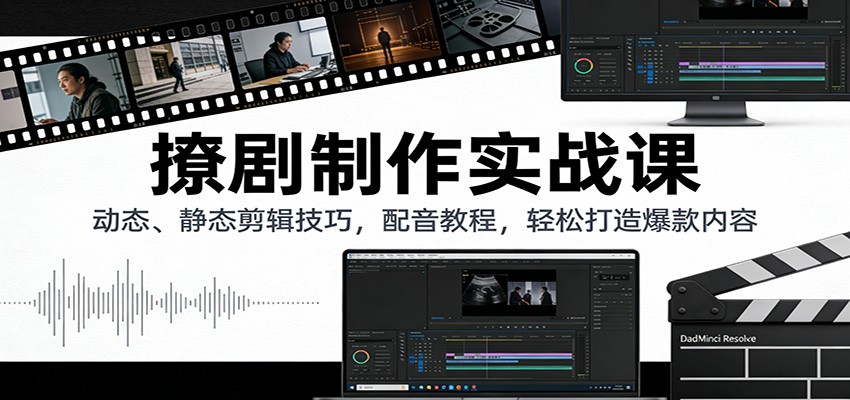 撩剧制作实战课：动态、静态剪辑技巧，配音教程，轻松打造爆款内容-智云网