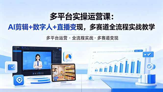 某团队多平台实操运营课-更新26年4月20：AI剪辑+数字人+直播变现，多赛道全流程实战教学-智云网