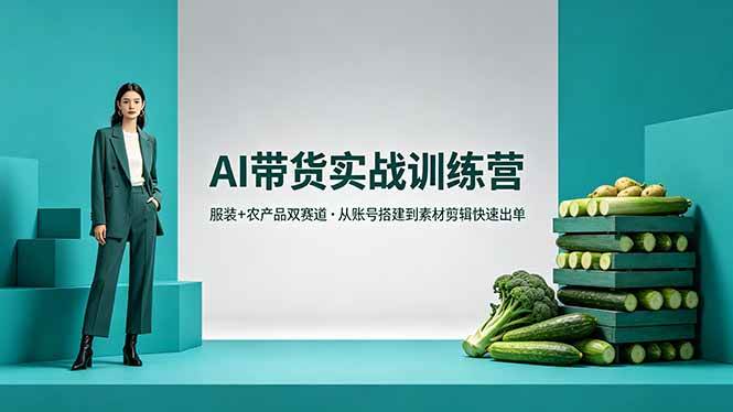 （18355期）AI带货实战训练营，服装+农产品双赛道，从账号搭建到素材剪辑快速出单-智云网