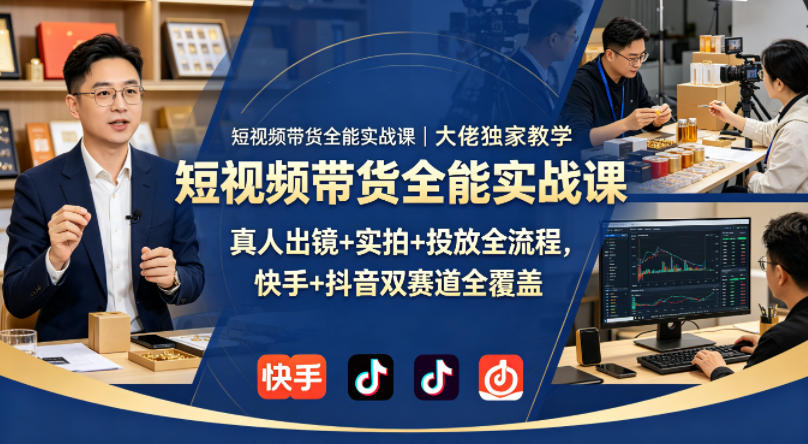 短视频带货全能实战课｜大佬独家教学，真人出镜+实拍+投放全流程，快手+抖音双赛道全覆盖-智云网