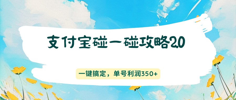 支付宝碰一碰攻略2.0，一键搞定，单号利润350+-智云网
