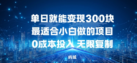 单日就能变现3张，最适合小白做的项目0成本投入，无限复制