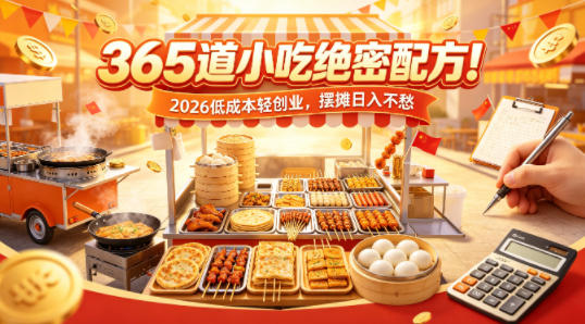 365道小吃绝密配方！2026低成本轻创业，摆摊日入不愁-智云网