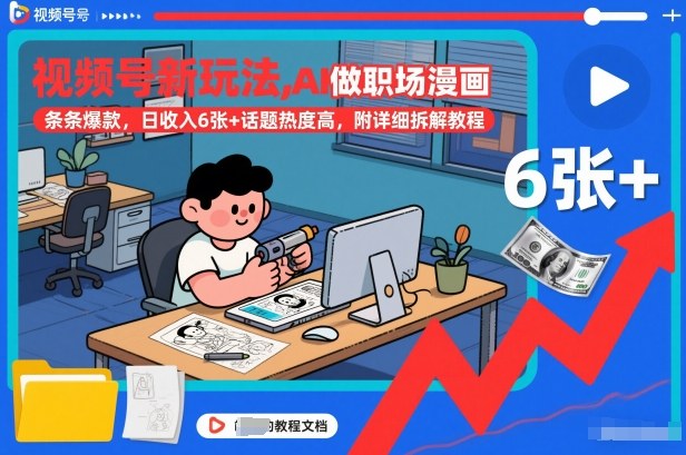 视频号新玩法，AI做职场漫画，条条爆款，日收入6张+话题热度高，附详细拆解教程-智云网