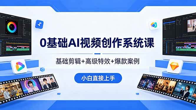 （18354期）0基础AI视频创作系统课，基础剪辑+高级特效+爆款案例，小白直接上手-智云网