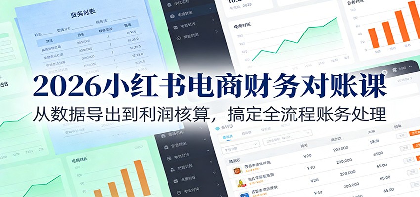 2026小红书电商财务对账课：从数据导出到利润核算，搞定全流程账务处理-智云网