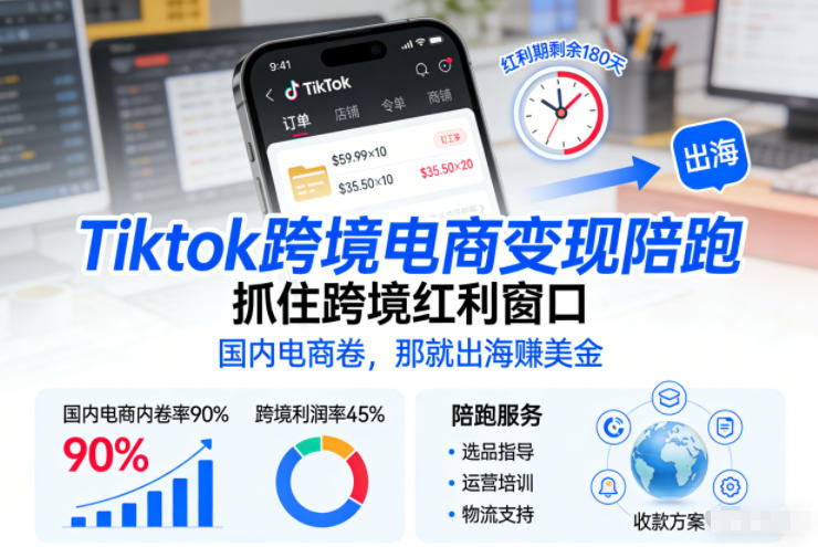 Tiktok跨境电商变现陪跑，抓住跨境红利窗口，国内电商卷，那就出海賺美金-智云网