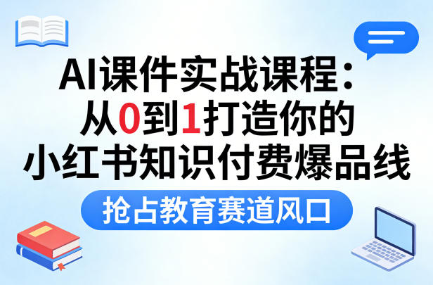 AI课件实战课程，从0到1打造你的小红书知识付费爆品线，抢占教育赛道风口-智云网