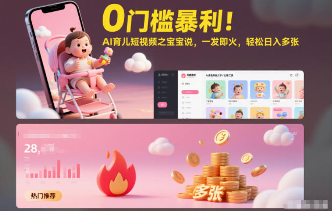 0门槛暴利！AI育儿短视频之宝宝说，一发即火，轻松日入多张-智云网