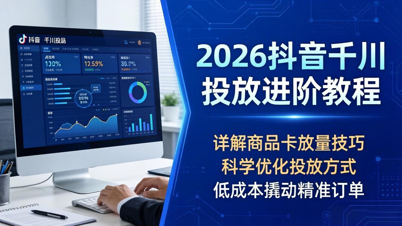 2026抖音千川投放进阶教程，详解商品卡放量技巧，科学优化投放方式，低成本撬动精准订单-智云网