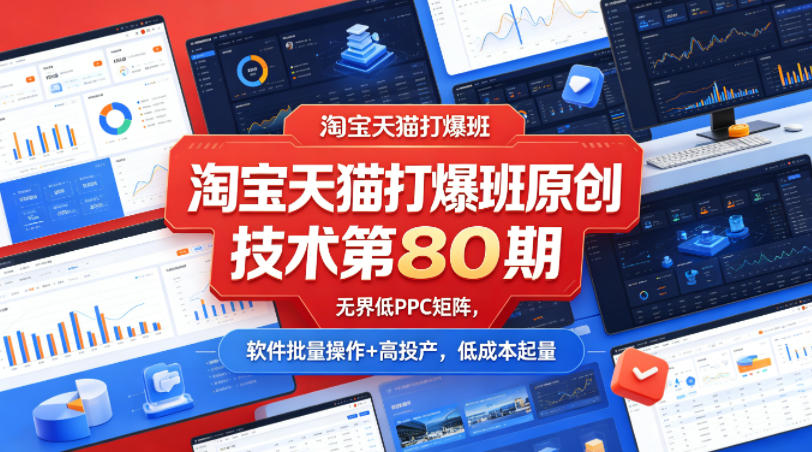淘宝天猫打爆班原创技术第80期，无界低PPC矩阵，软件批量操作+高投产，低成本起量-智云网