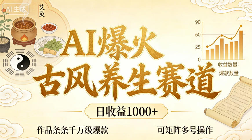 AI爆火古风养生赛道，日收益1k+单条作品点赞破万+，可矩阵多号操作【揭秘】-智云网